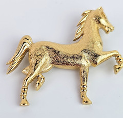 Vintage Brooch Trifari Horse Prancing Gold Tone Figural 2 inch Marked