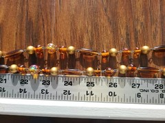 Marvella Amber Colored Glass Gold Beads With Metal Connectors Signed Slide Clasp