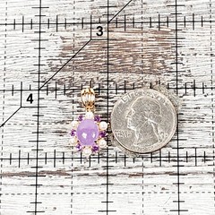 Vintage 14K Yellow Gold Lavender Jade Pearl Amethyst Pendant Purple Pretty Gems