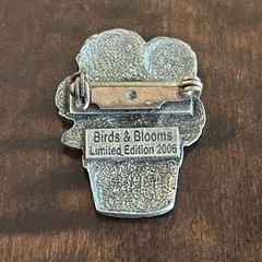 Vintage Birds And Blooms Small Pewter Basket With Sunflower’s Brooch