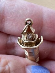 VINTAGE 14K GOLD DIAMOND LIGHTHOUSE CHARM PENDANT SOLID CUSTOM MADE NAUTICAL