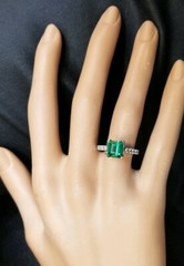 Vintage Platinum Engagement Ring 1.96CT. Gem Natural Green Tourmaline