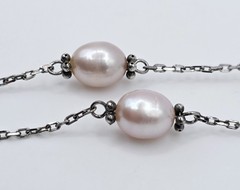 Vtg Sterling Silver Multi Color Freshwater Pearl Lariat Y Drop Tassel Necklace