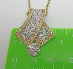 14K Yellow Gold-White Gold Vintage Diamond Pendant and 16″ Rope Chain – LB0808