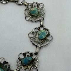 Vintage 60’s TURQUOISE Stones Nuggets Silver Tone Southwestern Western Bracelet
