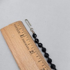 Vintage Black Glass Rhinestone Necklace Silver tone 15″-16.5″