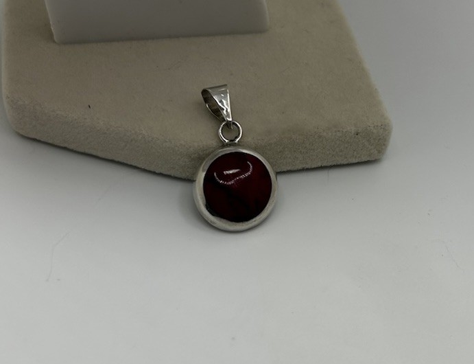 Vintage Southwestern Style Sterling Silver Red Pendant Jewelry