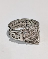 Vintage 800 Sterling Silver Ornate Filigree Buckle Style Size 8.25 Ring
