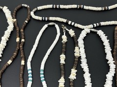Vintage Y2K 90s Puka Shell Heishi Necklace Lot (10) Surfer Hawaiian Summer Beach