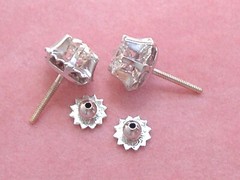 ANTIQUE 1.35ctw MINE DIAMOND PLATINUM BALLERINA SETTING 10 mm STUD EARRINGS 1930