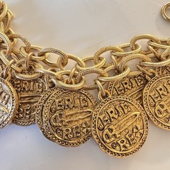 Vintage Stewart Lucas Coin Charm Bracelet, 80s 90s, Etruscan, Byzantine, Signed!