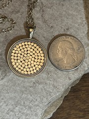 48. Yellow 925 Sterling Anna Beck Dot Disc Pendant Necklace 12.9g, 30″