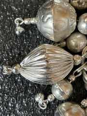 Vintage Silver-Tone Beaded Charm Necklace with Dangling Ornaments – 17”