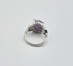 Women’s Silver Tone Oval Amethyst Natural Stone Purple Women’s Ring Size 6