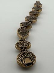 Vintage Brass Statement Bracelet Rutilated Quartz Mixed Stone Peacock Engraving