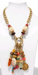 Vintage Lawrence VRBA STATEMENT Charm Long Necklace 29″ Plus 5″ Dangle Drop