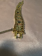 VTG Weiss Goldtone Crystal Peridot Green Topaz Tennis Bracelet-AS IS see Pics