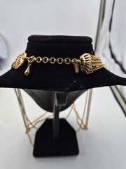 Vintage Monet Gold Tone Multi Strand Chain Necklace 17in Signed Statement
