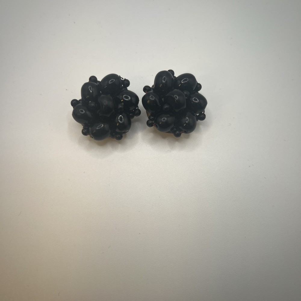 Vintage Clip On Earrings Cluster Beaded Germany, Real Vintage