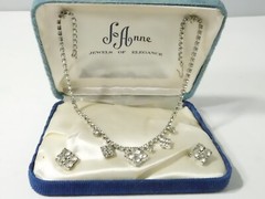 1950’s Jo Anne Jewels of Elegance Rhinestone Necklace & Earrings Set