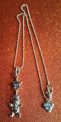 Cookie Lee Shooting Blue Star Teddy Bear Girls Silver Necklace