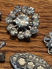 Vintage Lot 8 Silver Tone & Pot Metal Prong Set Rhinestones Scatter Pins Brooch