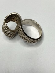 Vintage Half Loop Offset Textured 925 Silver Ring Rare Size 7.25 and 8 grams