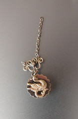 Antique 9k Gold Griffin Dragon Double Sided Pendant