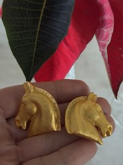 Vintage Gold Toned Hermès Horse Earrings