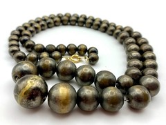 Vintage Graduated Ball Bead Necklace Antique Brass Tone 26″ Chain Strung