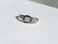 Vintage Ring White stone Sterling Silver 925 religious Women Jewelry size 9.5