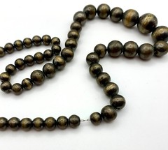 Vintage Graduated Ball Bead Necklace Antique Brass Tone 26″ Chain Strung