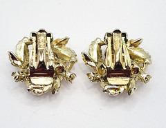 Judy Lee Leaf Leaves Wreath with Faux Pearls & Crystals Vintage Clip On Earrings