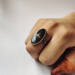 antique 925 silver vintage Victorian art deco handmade black onyx ring best gift