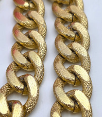 Vintage Gold Tone Textured Curb Chain Necklace Set Chunky Y2K Runway 26 In
