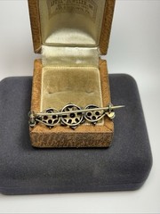 Antique Victorian Flat Top Bohemian Garnet Cluster Bar Brooch