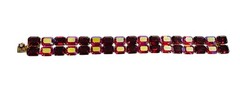 Glamorous Vintage Kramer Of NY Red & AB Rhinestone Gold Tone Bracelet 7” Signed