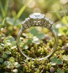 14K Gold Over 4CT Lab Created Diamond Antique Two Stone Vintage Toi Et Moi Ring