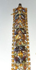 Vintage Juliana Aurora Borealis Goldtone Topaz Amber Bracelet & Earrings Set
