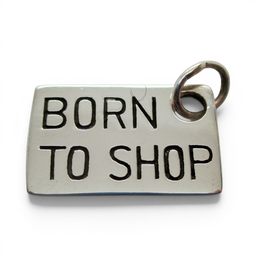Sterling Silver Born to Shop Charm for Bracelet Charge it Card Shopper Gift New