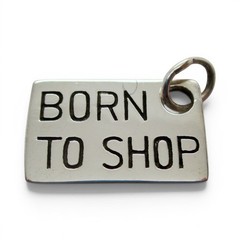 Sterling Silver Born to Shop Charm for Bracelet Charge it Card Shopper Gift New