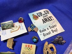 Mixed Lot 50+ Push Back Lapel Pins Vintage Modern Enamel Advertising Flag L22
