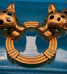 Catwalk Jon Necklace Earring Set Leopard Head Gold Tone Designer Runway Signed