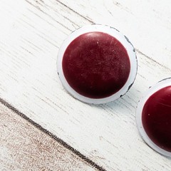 Vintage Earrings For Pierced Ears – Red & White Circle – Poor Condition