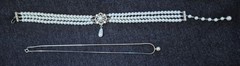 Pearl Costume Jewelry Lot: Single Pearl on Snake Chain, Faux Pearl Choker