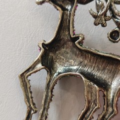Heidi Daus Christmas Reindeer Brooch Crystal‑Embellished Vintage Holiday