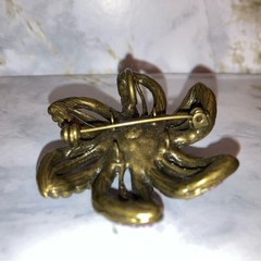 Vintage Floral Brooch Purple Gold Boho Flower Pendant Pin Art Deco Jewelry