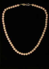 Beautiful Vintage Faux Pink Pearl Necklace 18″ Clasp Stamped D.B. Metal
