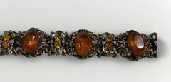 Vintage Jewelry Selro Selini ? Gold Tone Faux Topaz Pearl Bracelet 7.25 unmarked