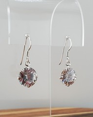 VTG 925 Lead Crystal 1in Drop Earrings Sterling Silver 2gtw Brilliant Faceted